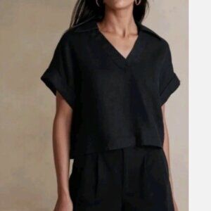 Banana Republic Linen Blend Oversized Top Size Small Relaxed Fit